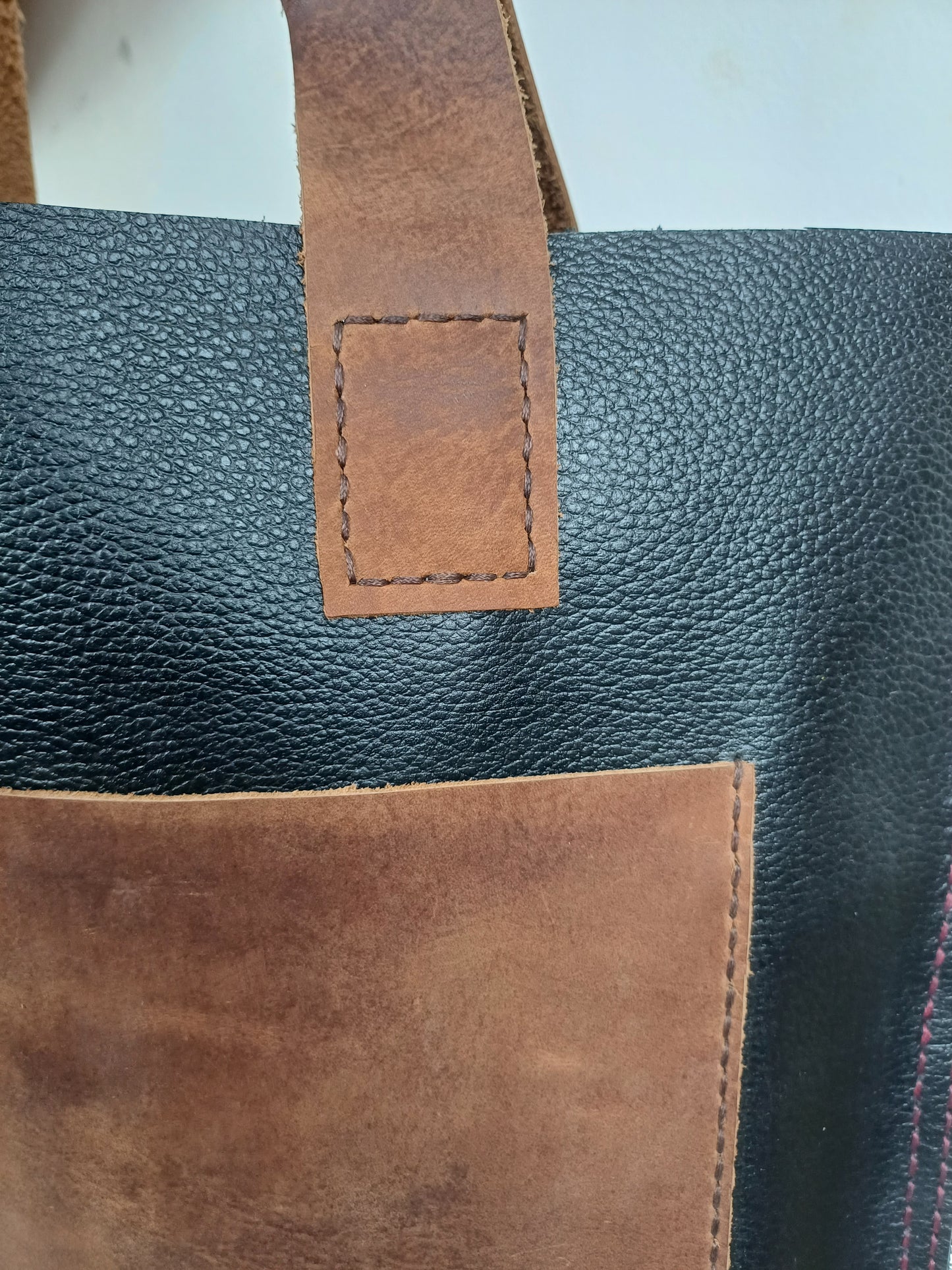2 tone genuine leather Tote