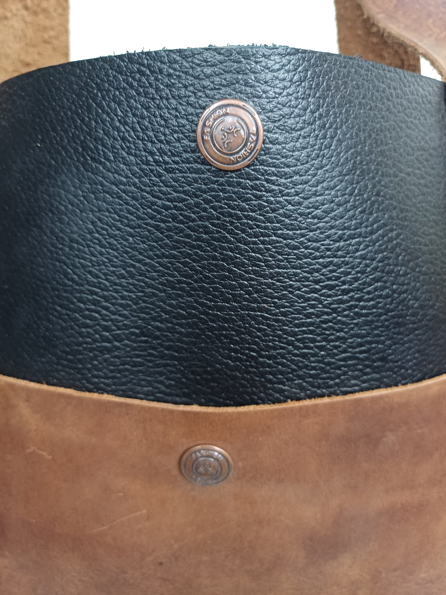 2 tone genuine leather Tote