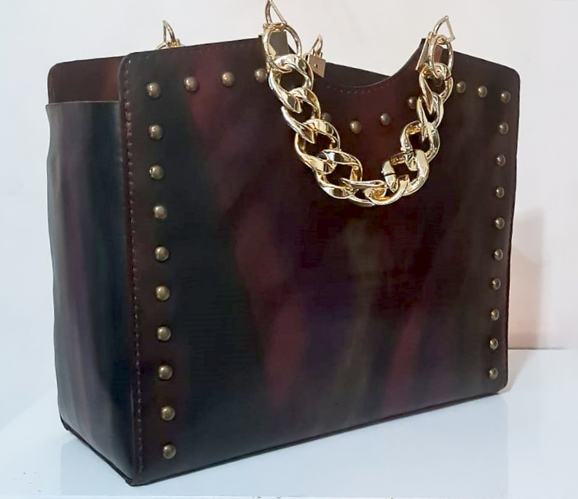 Genuine Leather & Burlap Handbag - Beige/Black – Rado Fashion Store