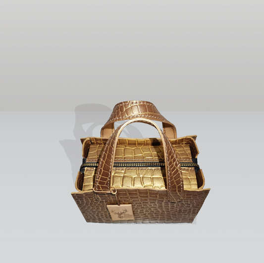 Mini Golden leather tote bag
