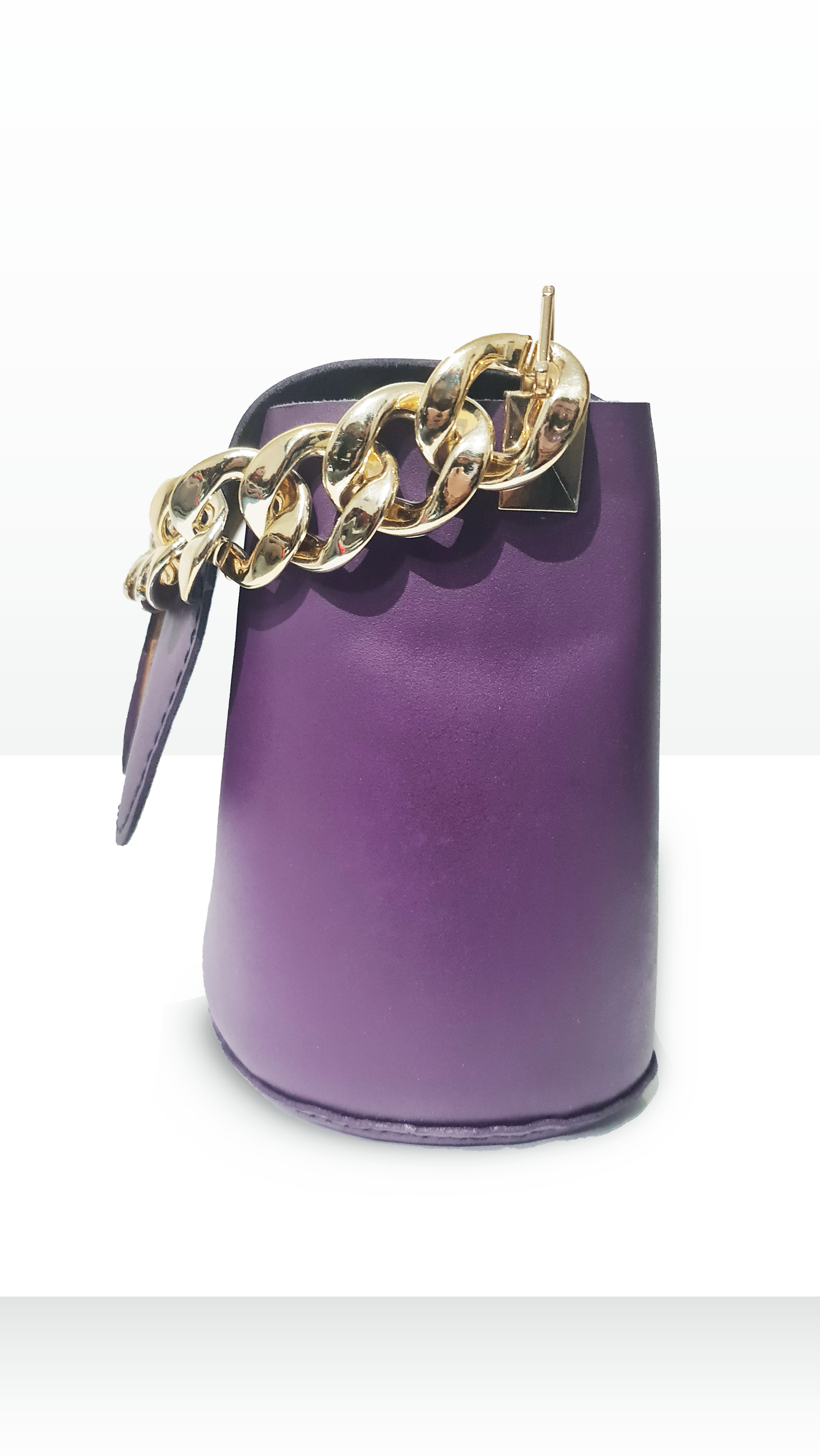 Trendy purple bag with a gold chain handle & long strap – Rado Fashion Store